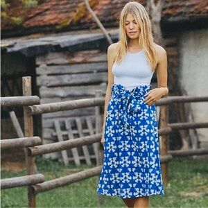Anthropologie x Porridge Lanai Cotton Linen Midi Skirt